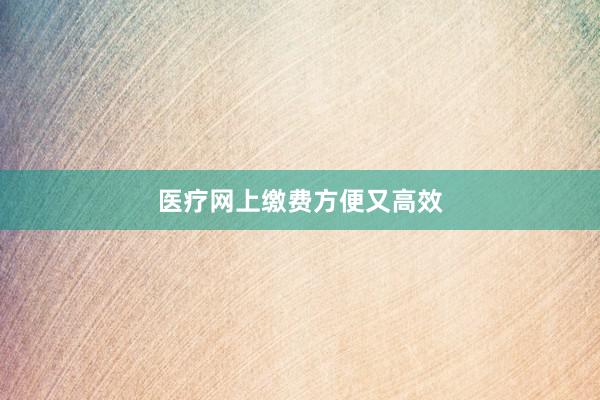 医疗网上缴费方便又高效