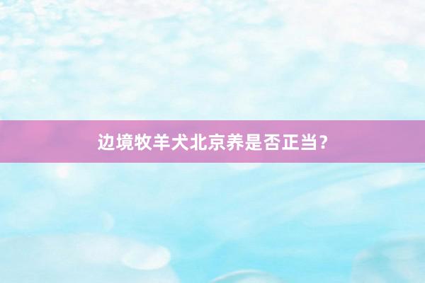 边境牧羊犬北京养是否正当？